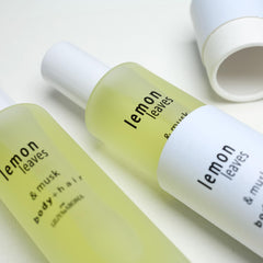 Liliya's Aroma Lemon Leaves spray nozzle releasing crisp citrus fragrance