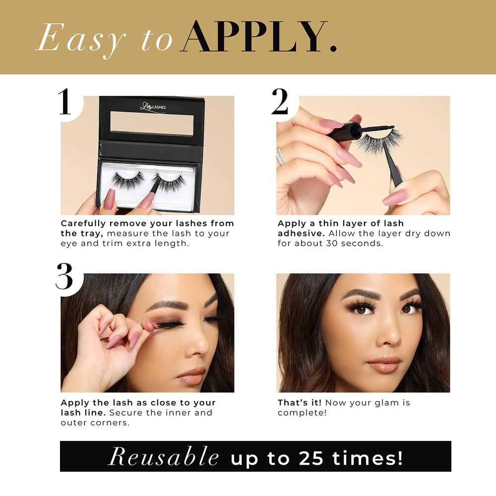 Lilly Lashes Doha 3D Mink Lashes are handmade mink for natural blend.