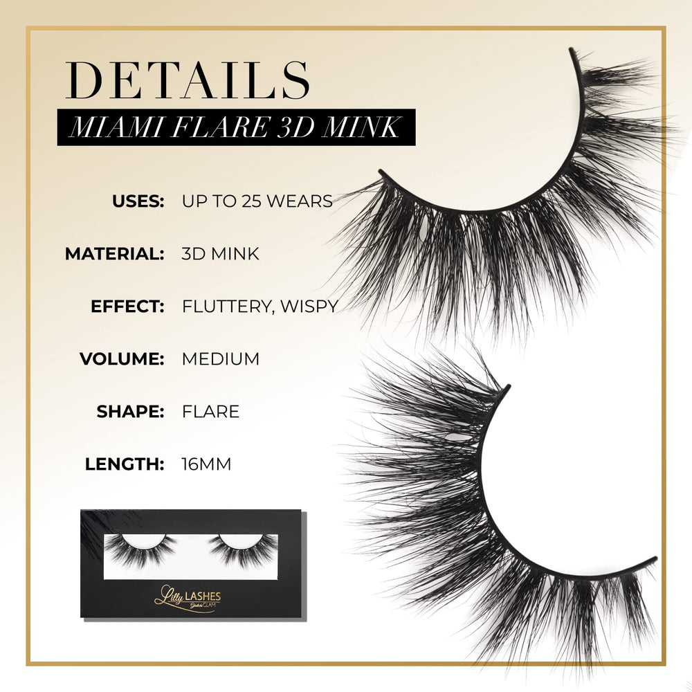 Lilly Lashes Miami Flare handmade 3D mink details for natural fullness.