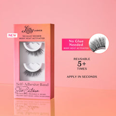 Applying StarCatcher lashes without glue for a quick, lightweight look.