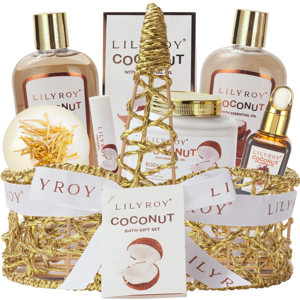LILY ROY Valentines gift basket with a full bath set for at-home spa moments