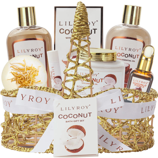 LILY ROY Valentines gift basket with a full bath set for at-home spa moments