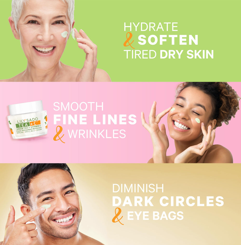 LILY SADO TEA+C daily skincare routine with lightweight non-greasy feel