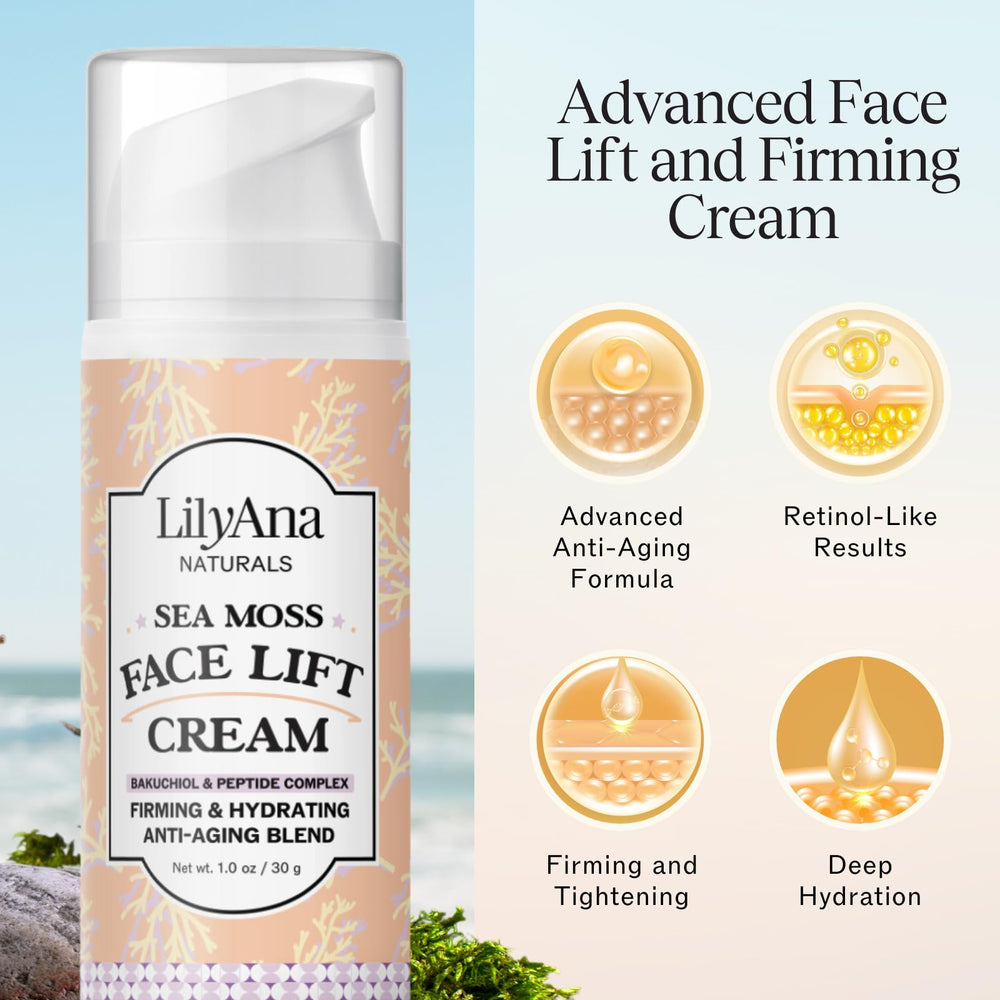 LilyAna Naturals Bakuchiol Face Lift Cream natural ingredients label signals gentle care