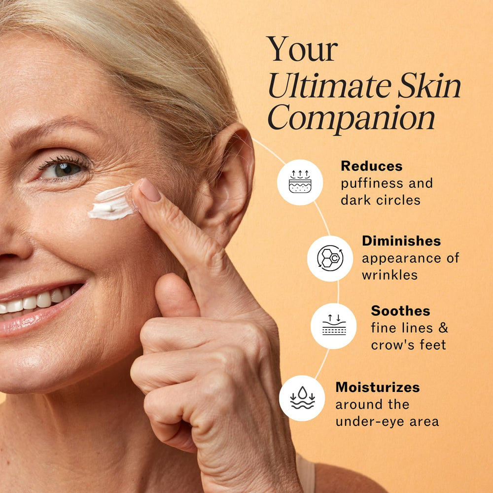 LilyAna Naturals Eye Cream application near the under-eye area for gentle soothing.
