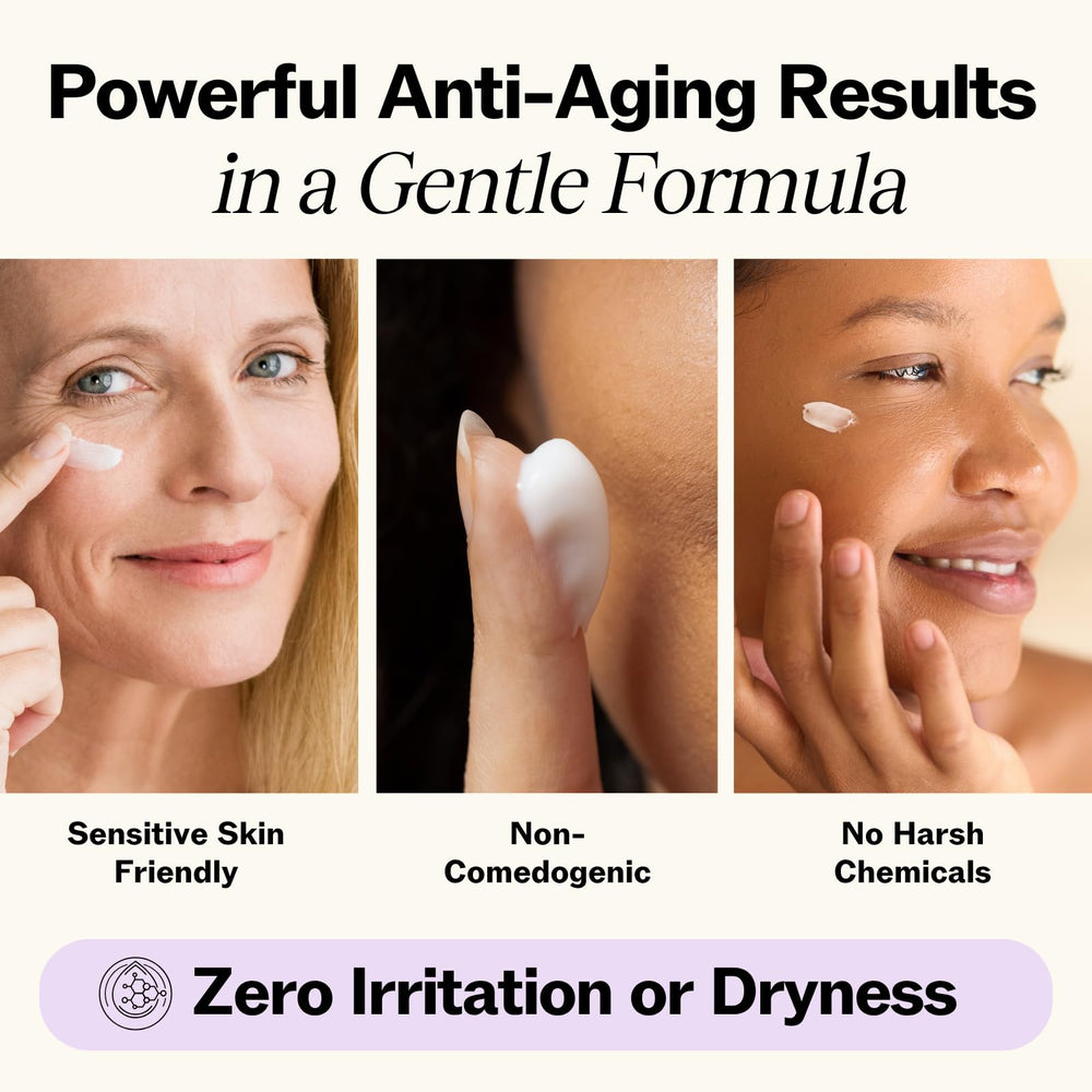 LilyAna Naturals Eye Cream being dabbed under-eye to reduce puffiness and even tone.