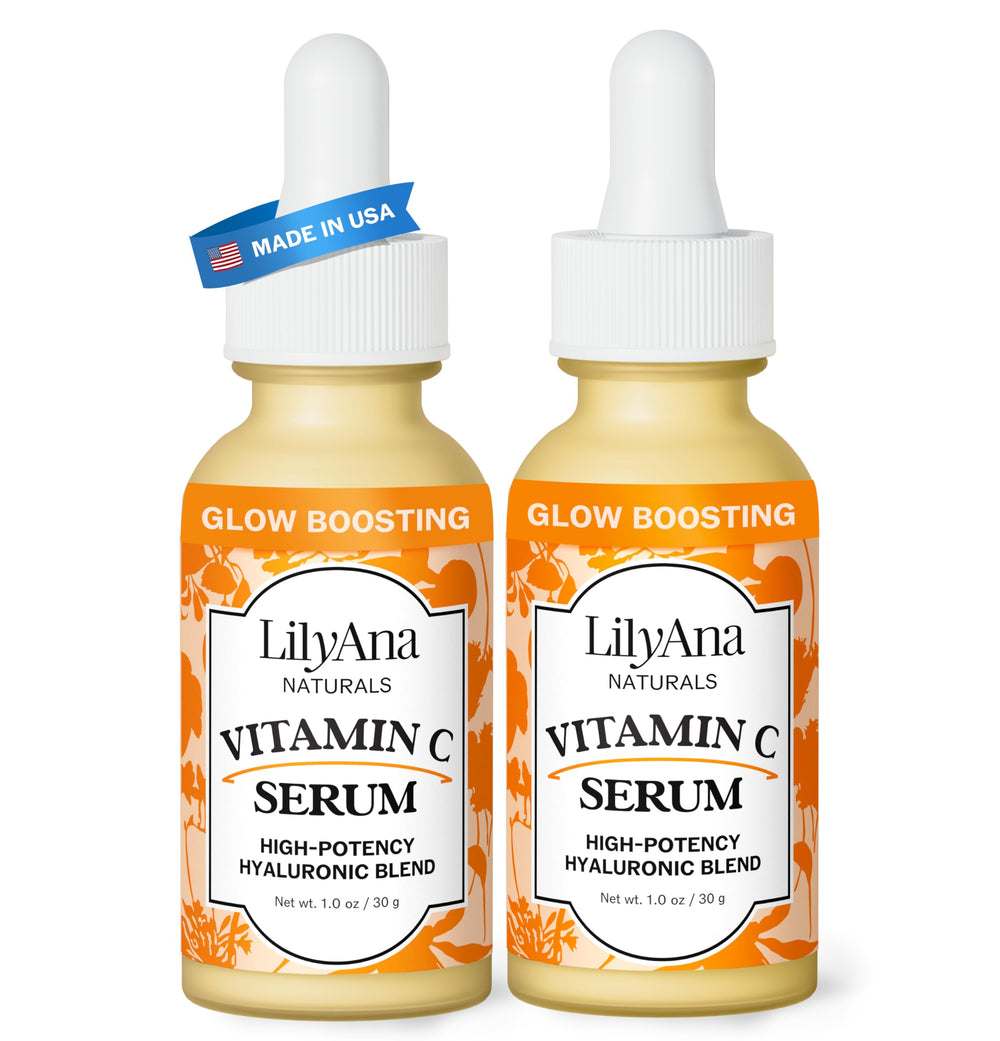 LilyAna Naturals Vitamin C Serum bottle pour for radiant skin