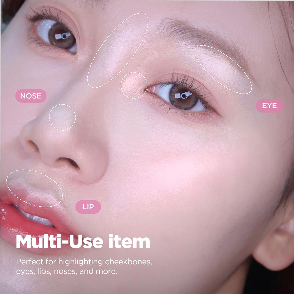 Lilybyred Luv Beam Glow Veil on eyelids for subtle eye glow