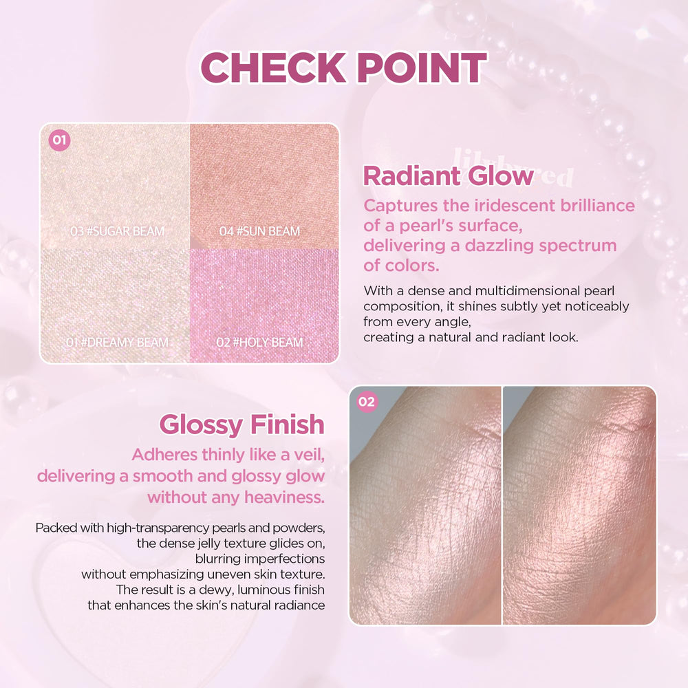 lilybyred Luv Beam Glow Veil jelly texture blur smooths pores for refined finish.