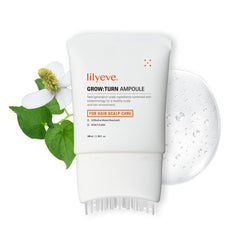 lilyeve GROWTURN serum bottle shown for daily scalp care and nourishment