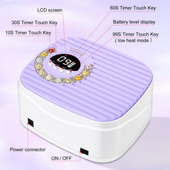 LimeGirl UV LED Nail Lamp side view highlighting slim profile and portability.