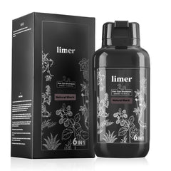 Limer Hair Dye Shampoo Natural Black packaging shows at-home color care.