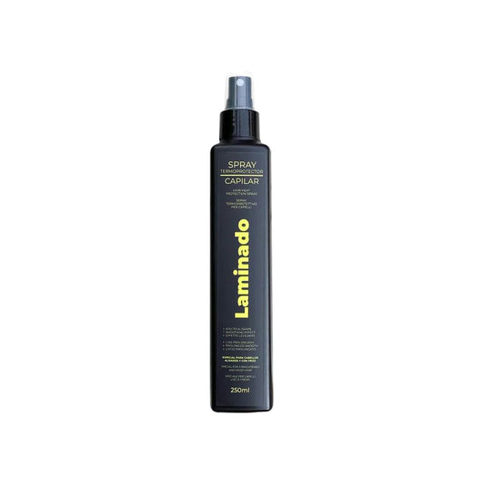 Lina Zapata heat protectant spray bottle ready for safe heat styling
