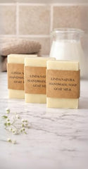 LINDA NATURA Goat Milk Soap Set cold-process texture appears creamy and gentle.