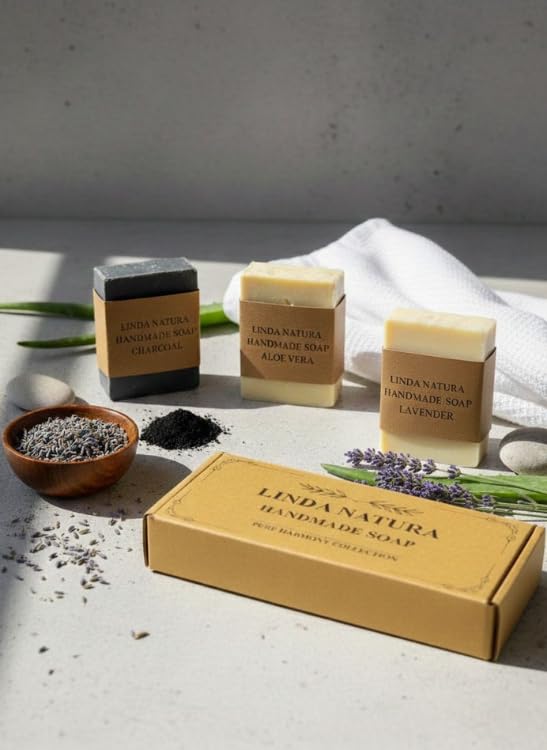 LINDA NATURA charcoal soap bar for a cleansing feel with refreshing scent