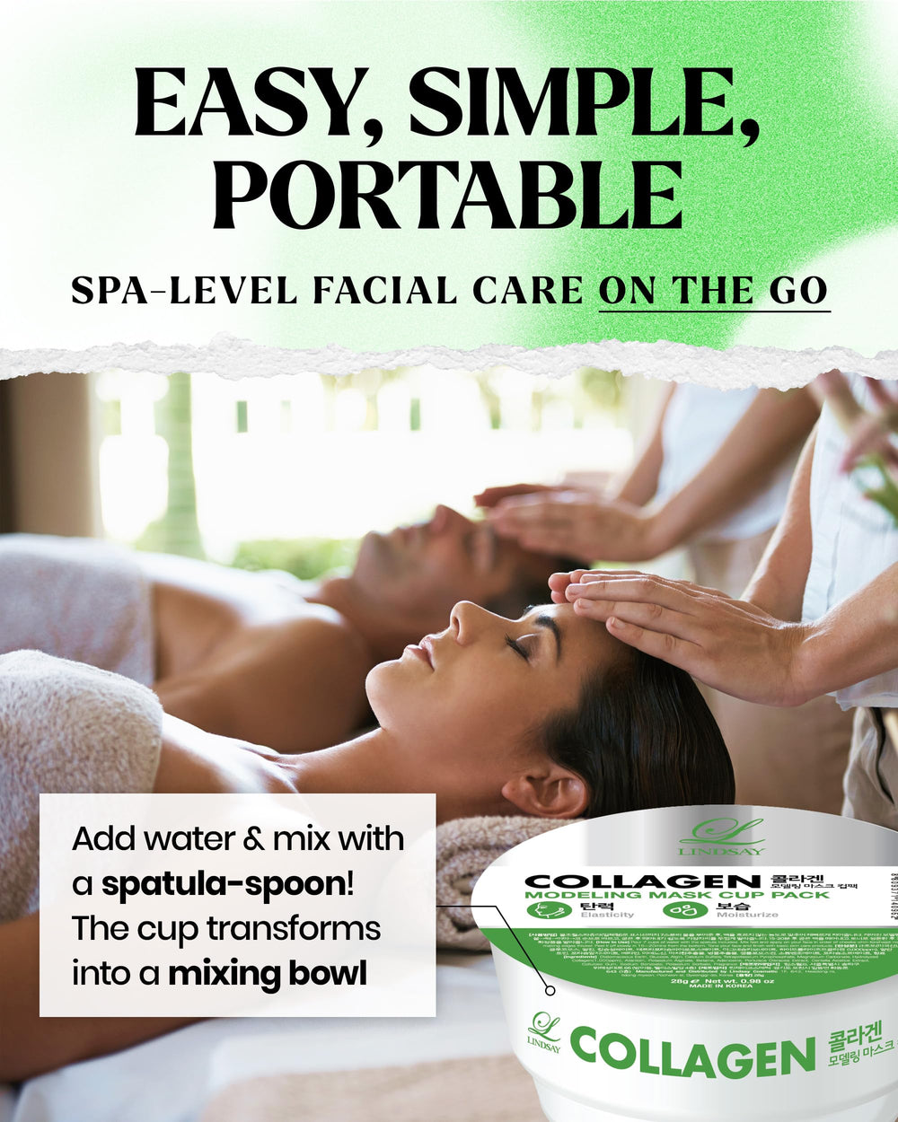 LINDSAY Collagen Modeling Mask aftercare moisturization completes the spa like routine