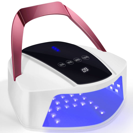 Linssy 96W nail lamp front view with portable handle for on-the-go manicures