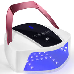 Linssy 96W nail lamp front view with portable handle for on-the-go manicures