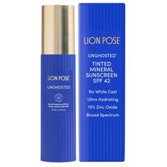 Lion Pose Unghosted bottle-front with sheer tinted mineral SPF 42