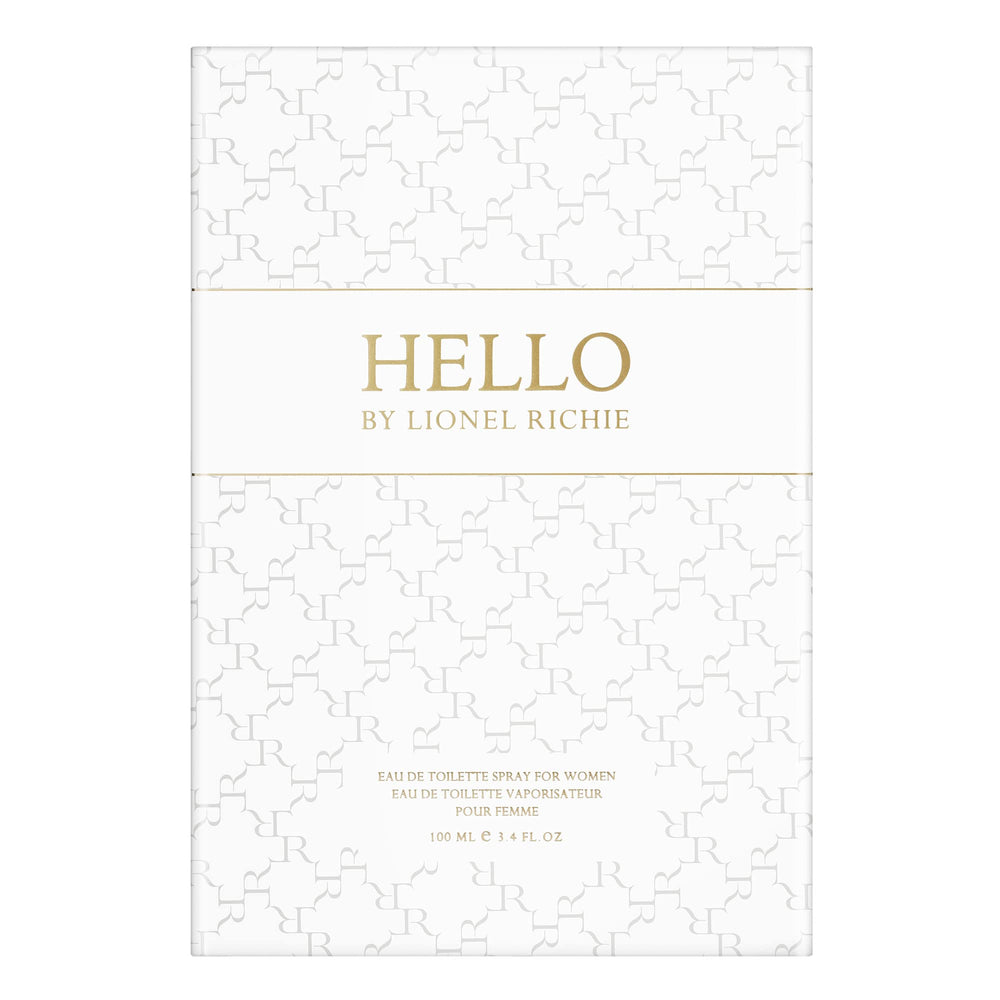 Lionel Richie Hello for Women perfume collection stand, ideal for presentation or gifting.
