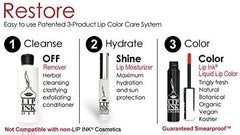 Lip Ink rose lip color bottle emphasizes premium, clean formulations.