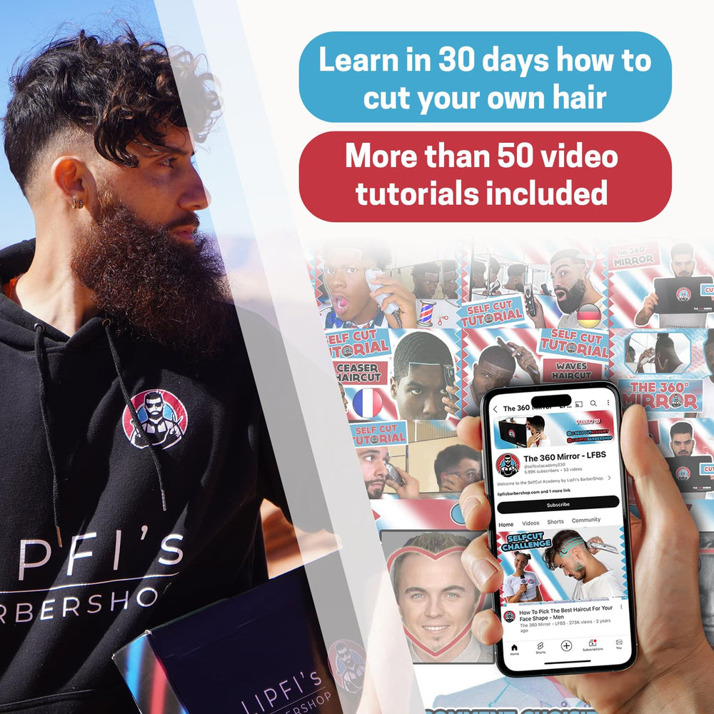 Lipfis Barbershop 360 clear glass provides distortion-free viewing.