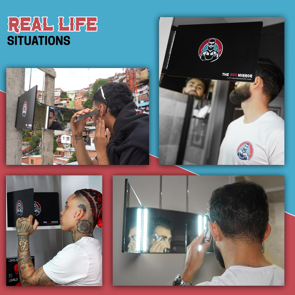 Lipfis Barbershop 360 mirror features sturdy construction for durability.