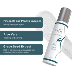 Lira Clinical BIO Enzyme Cleanser supports hydration while preserving moisture in oily-prone skin.