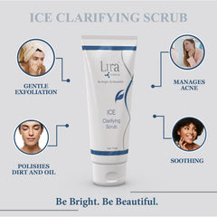 Lira Clinical ICE Clarifying Scrub during application with cooling sensation.