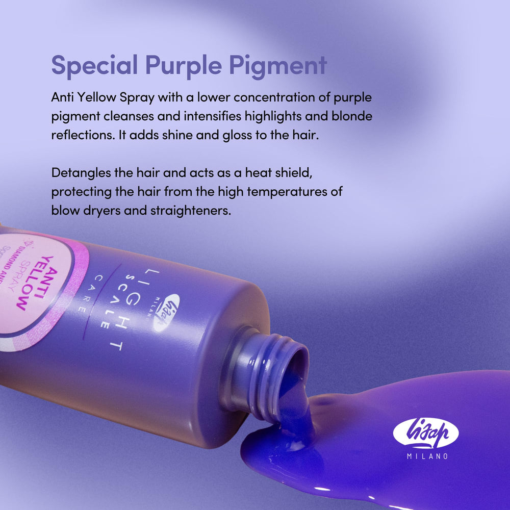 Lisap anti-brass spray pump mid-application for cooler blonde tones