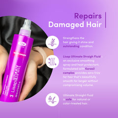 Lisap heat protectant application on hair for heat styling.