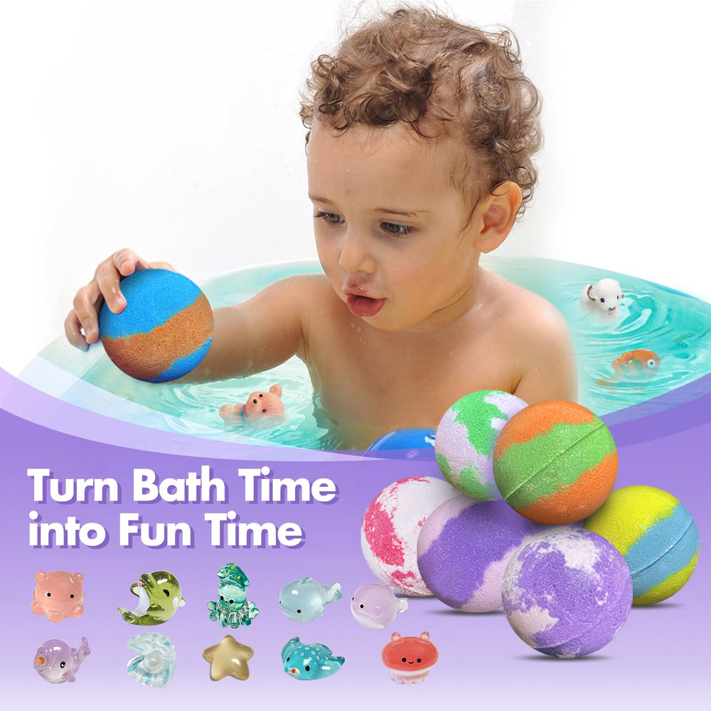 Lisotera bath bombs reveal a surprise toy as it floats in water.