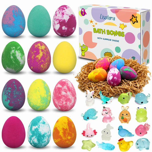 Lisotera Dino Egg bath bomb collection reveals a surprise toy during a fragrant bath.