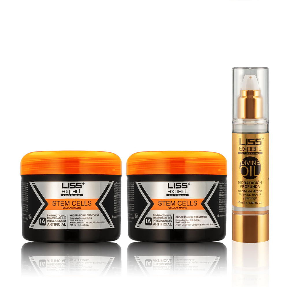 Liss Expert Hair Treatment Set packaging shows a complete smoothing system for salon like care
