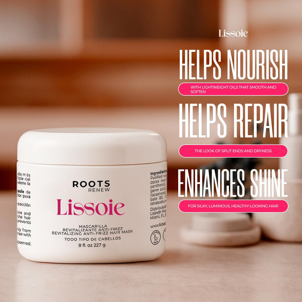 Lissoie application on towel-dried hair to reduce frizz