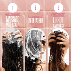 Lissoie Revitalizing Shampoo paraben-free bottle with clean beauty messaging.