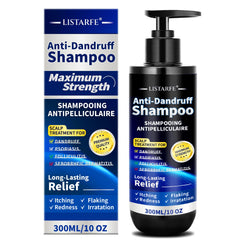 Listarfe Dandruff Shampoo bottle side view for gentle scalp care