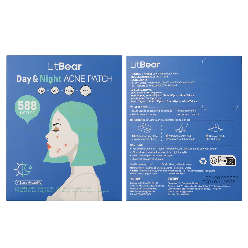 LitBear day patches with tea tree and calendula for soothing skin.