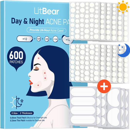 LitBear day and night patches kit showing comprehensive blemish care for continuous protection.
