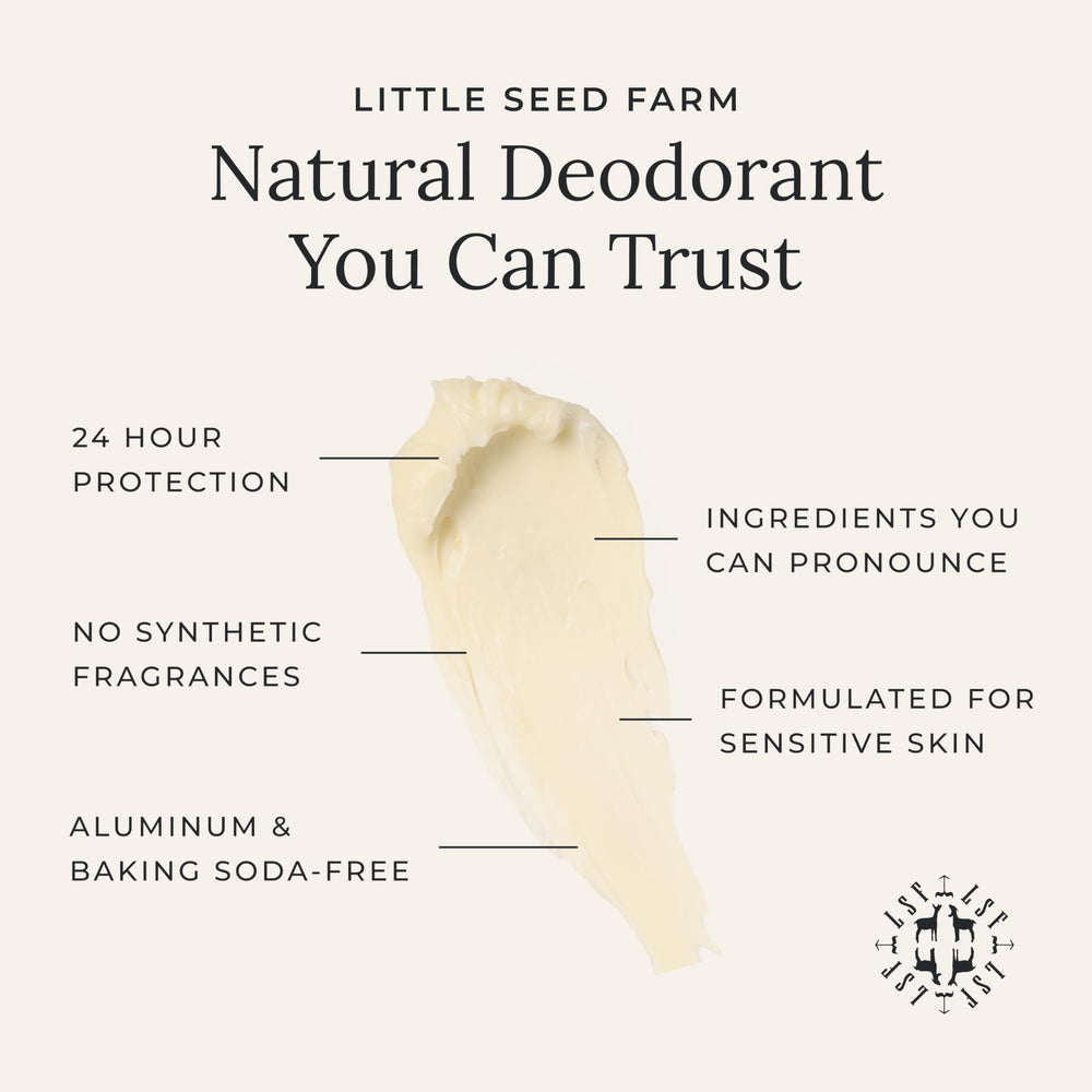 Little Seed Farm application finger smoothing the silky paste for easy daily use.