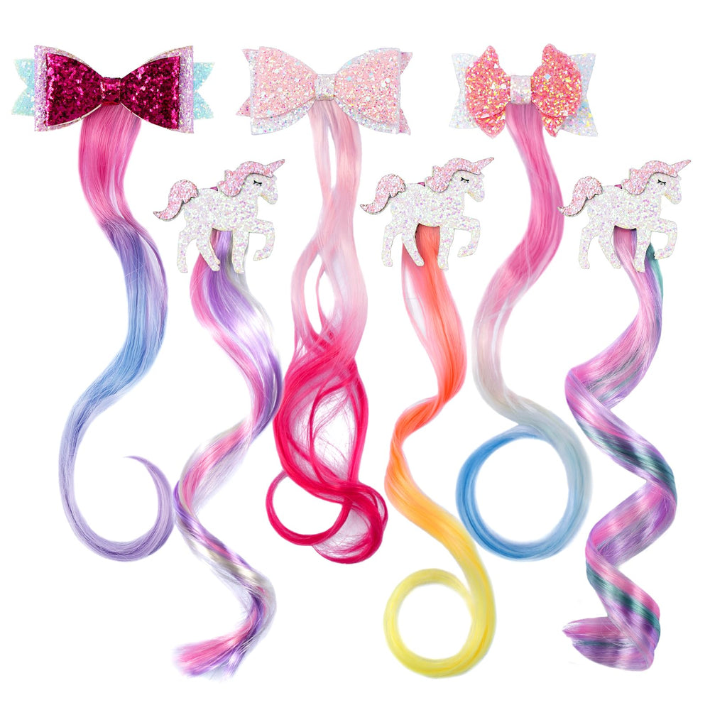 Little World unicorn hair clip with gradient bow for secure day-long wear