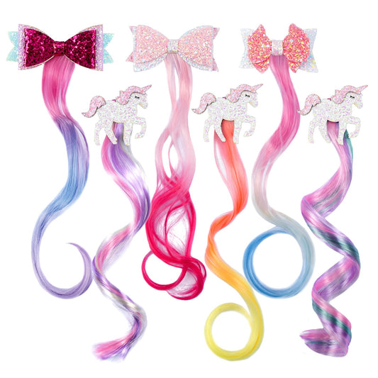 Little World unicorn hair clip with gradient bow for secure day-long wear