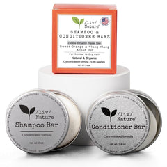 liv Nature shampoo bar with travel case ready for on-the-go moisture.