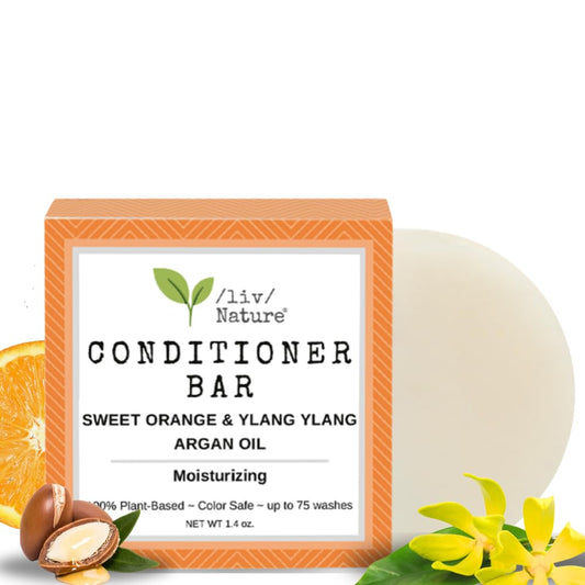 liv Nature solid conditioner bar application detangles and nourishes hair