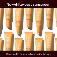 Live Tinted Hueguard leaves no white cast on skin for even tones.