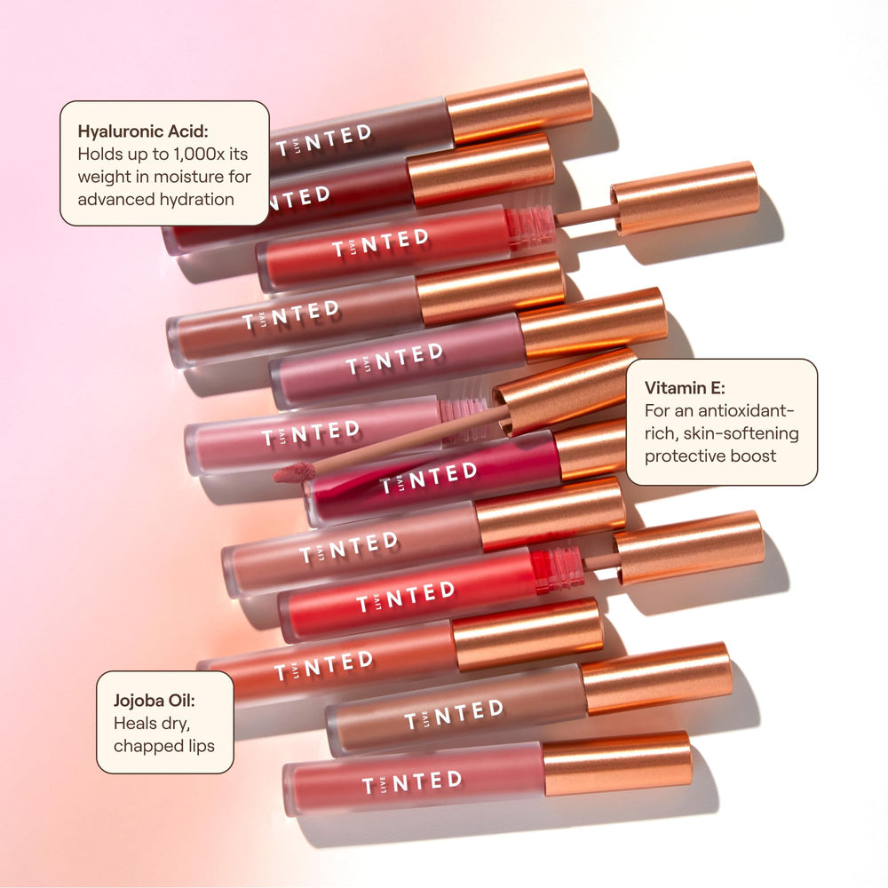 Live Tinted Huelip Lip Crème tube in hand, easy application