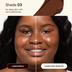 Live Tinted HUESTICK 03 soft matte finish on the skin