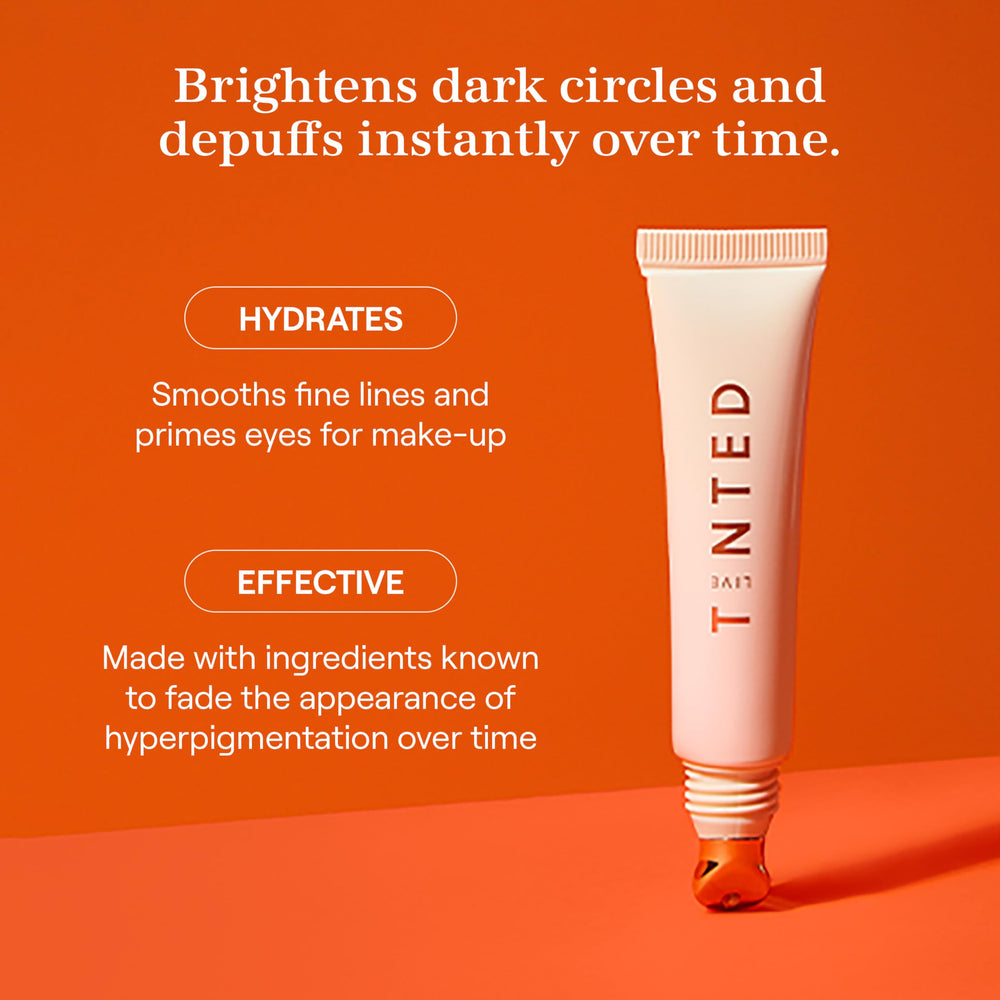 Live Tinted Superhue Eye Cream cooling applicator showing a refreshing eye-area massage.