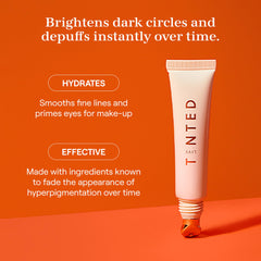 Live Tinted Superhue Eye Cream cooling applicator showing a refreshing eye-area massage.