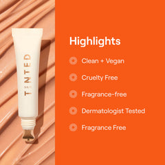 Live Tinted Superhue Eye Cream packaging displays vegan, fragrance-free daily-use design.